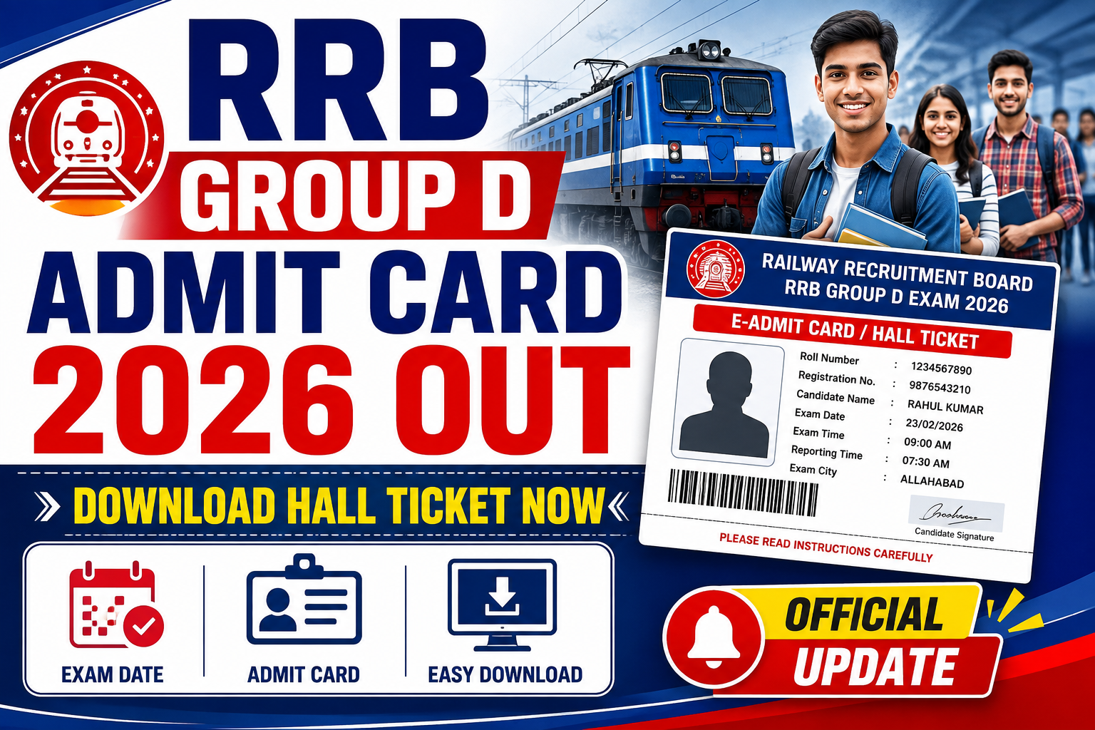 RRB Group D Admit Card 2026 – City Intimation Slip and Admit Card